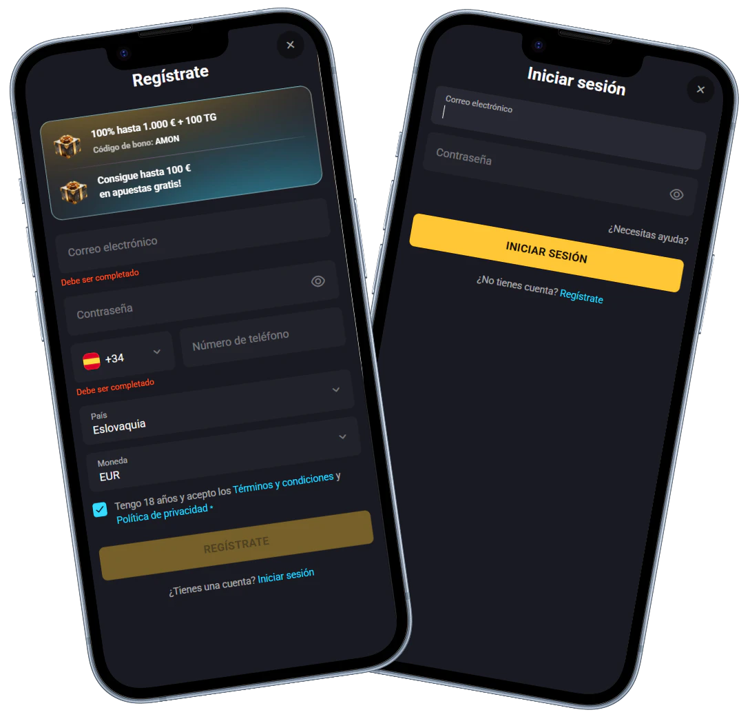 Registro e inicio de sesión en amonbet